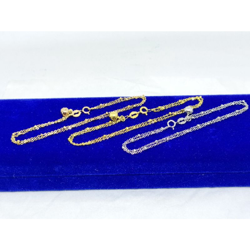 GELANG RANTAI JEDAR 2 LAYER + 1 BEL / GELANG PERAK ASLI SILVER 925 LAPIS EMAS/ GELANG FASHION WANITA TERBARU