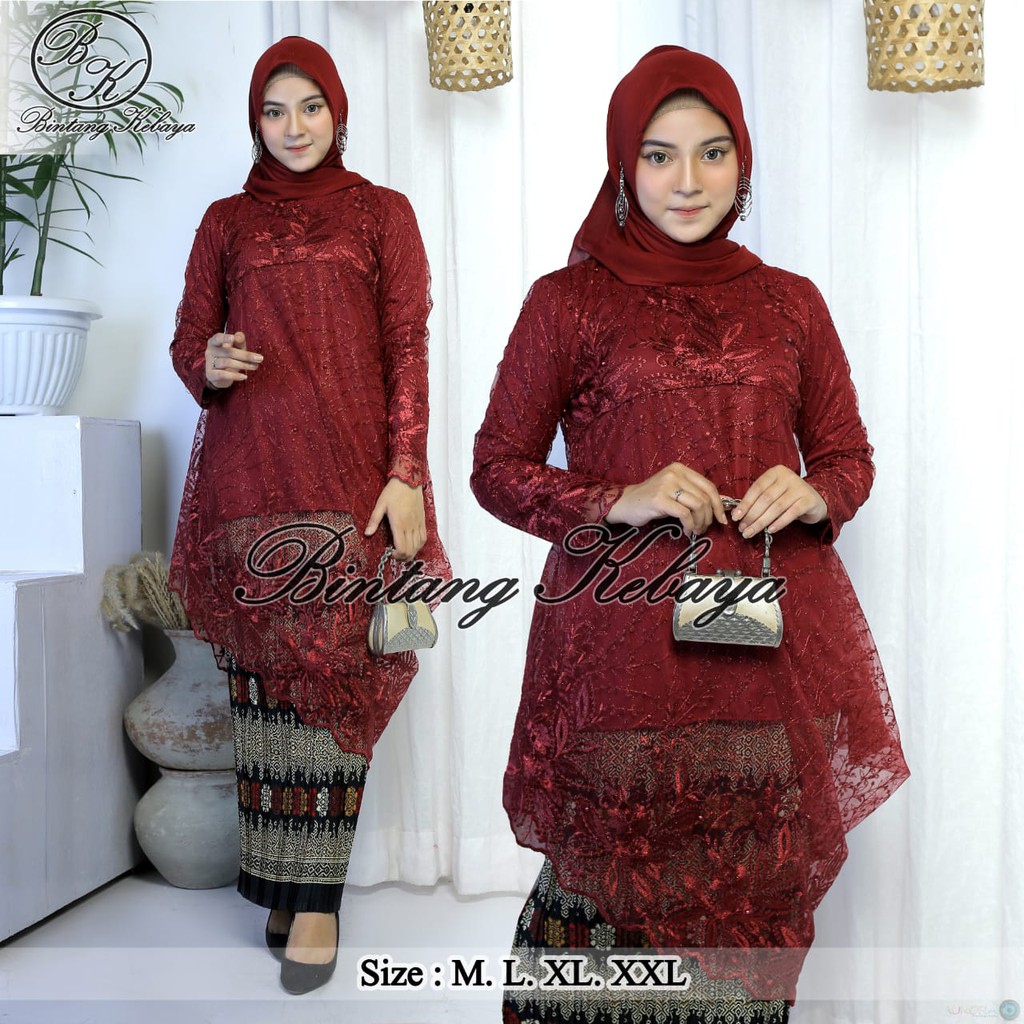 PROMO KEBAYA TUNIK TULLE MUTIARA BORDIR  / KEBAYA STELAN TULLE MUTIARA BORDIR