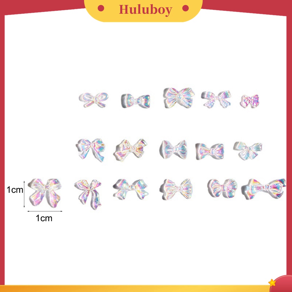 Huluboy Huluboy♡ 50 Pcs Ornamen Pita 3D Warna Aurora Untuk Dekorasi Nail Art Charms