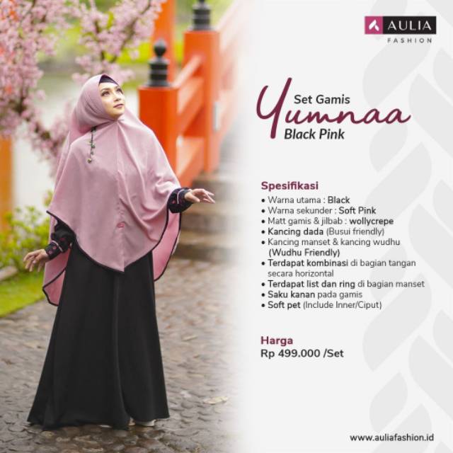 Gamis Aulia Yumnaa Black pink