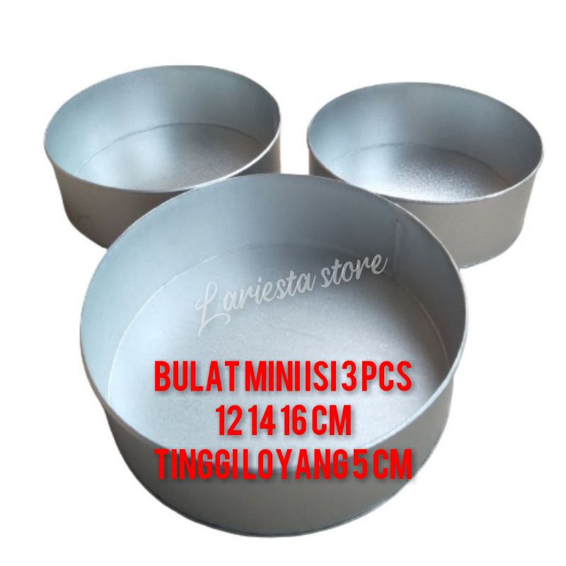 Loyang Kue Bolu bulat mini isi 3 pcs 12 14 16 cm baking pan anti karat