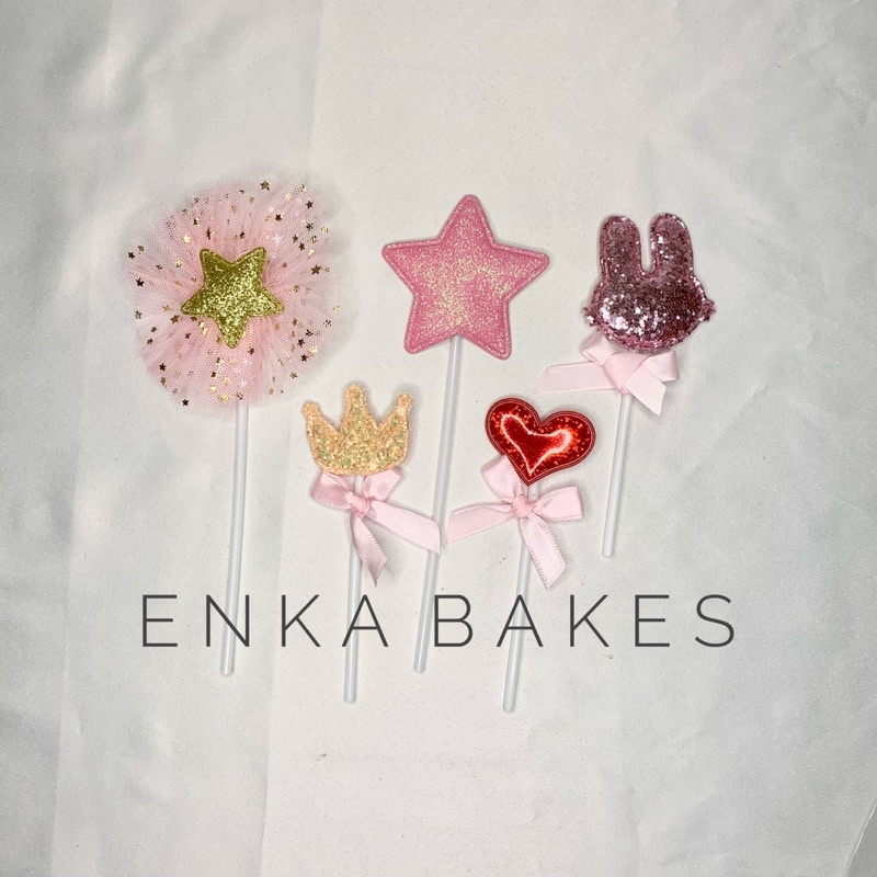

topper 5pc kue cake birthday ulang tahun hiasan princess crown hati heart kelinci rabbit