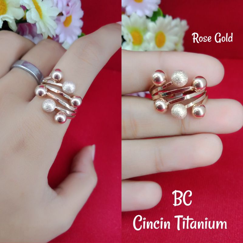 Cincin Bola Boba Pasir Rosegold Titanium 100%