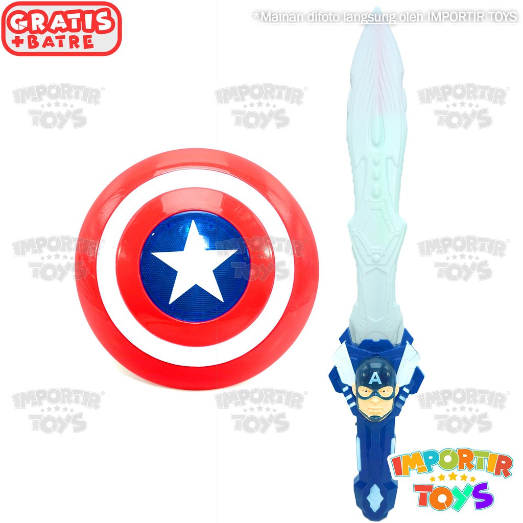 Mainan Anak Tameng Captain America + Lampu + Suara Berkualitas Keren