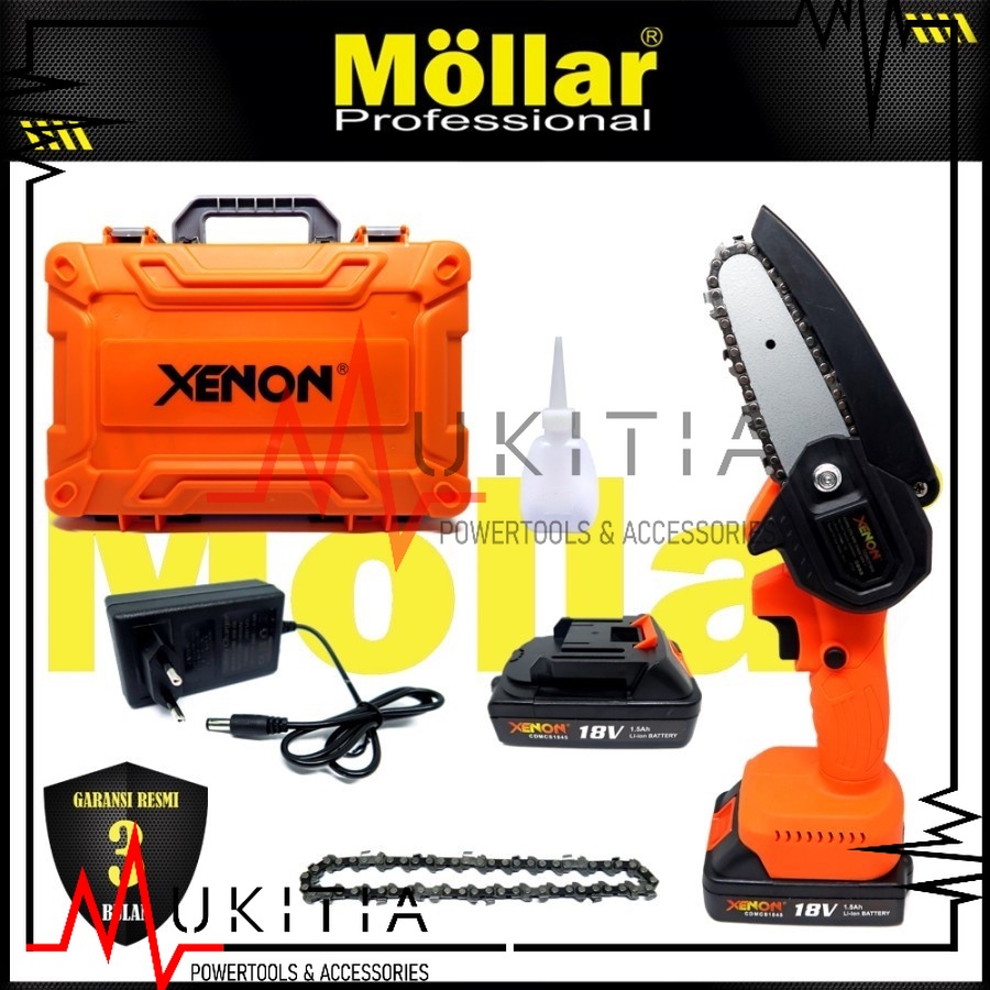 XENON CDMCS1845 MESIN MINI CHAINSAW CORDLESS - CHAIN SAW 18 VOLT GERGAJI KAYU DENGAN BATERAI