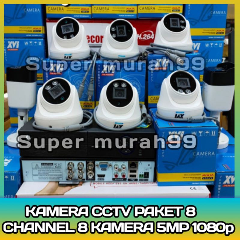 KAMERA CCTV 8 CHANNEL 8 KAMERA 5MP FULL HD 1080P LENGKAP