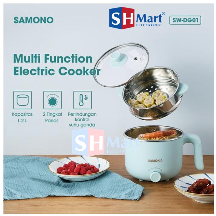 SAMONO Panci Kukusan Elektrik Cooker Stainless Steel SW-DG01 1.2 LITER