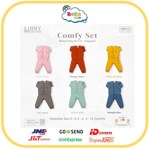 LIBBY EARTH SERIES COMFY SET SETELAN BAJU PENDEK DAN PANJANG KANCING TENGAH CELANA PENDEK DAN PNJG