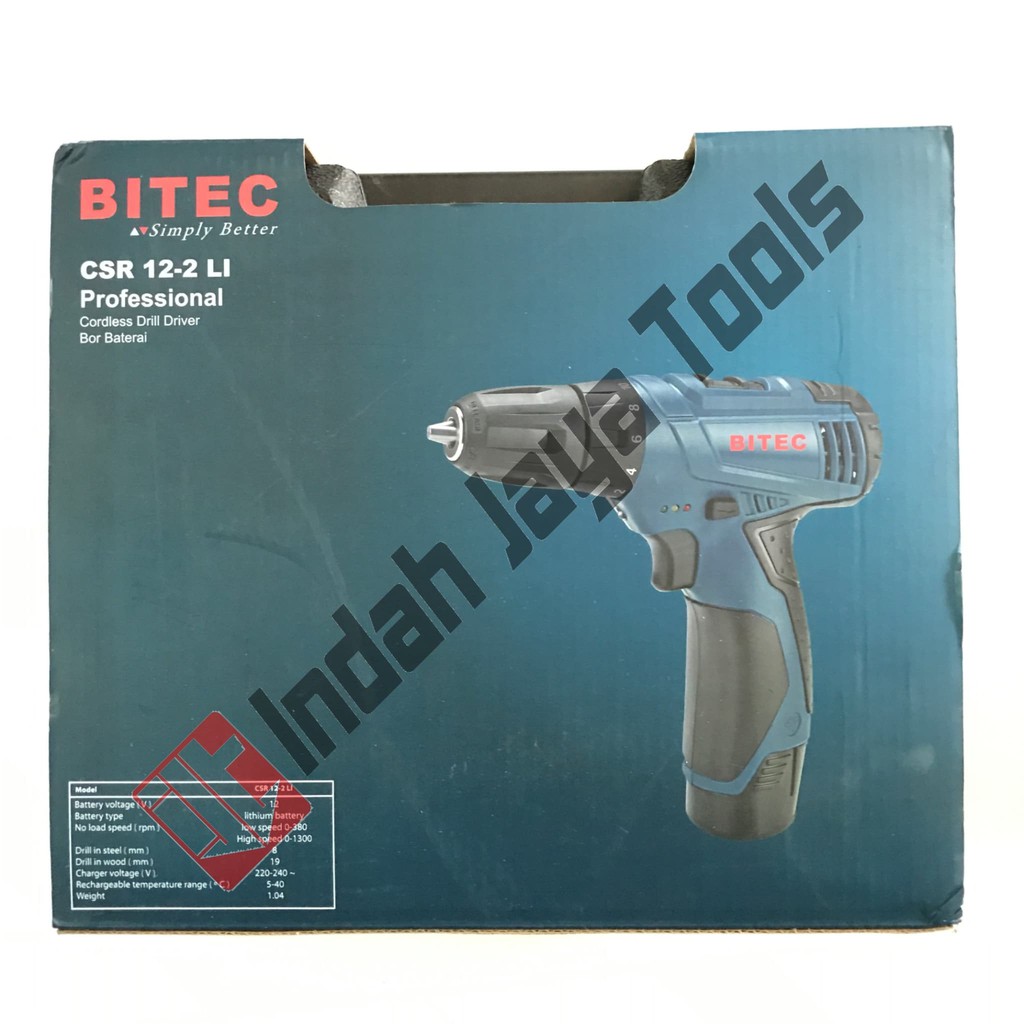 Mesin Bor Cordless BITEC CSR 12-2 Li | Charger | Rechargeable