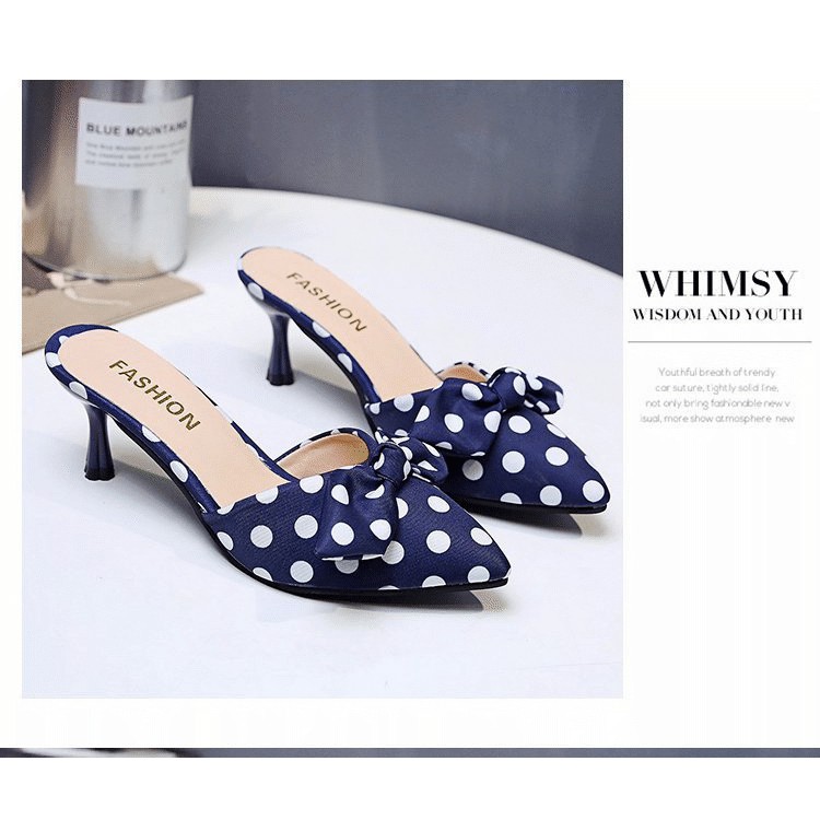 Sandal High Heels Polkadot | Sendal Hak Tinggi Cewek Import Fashion Korea Perempuan Terbaru SH-006