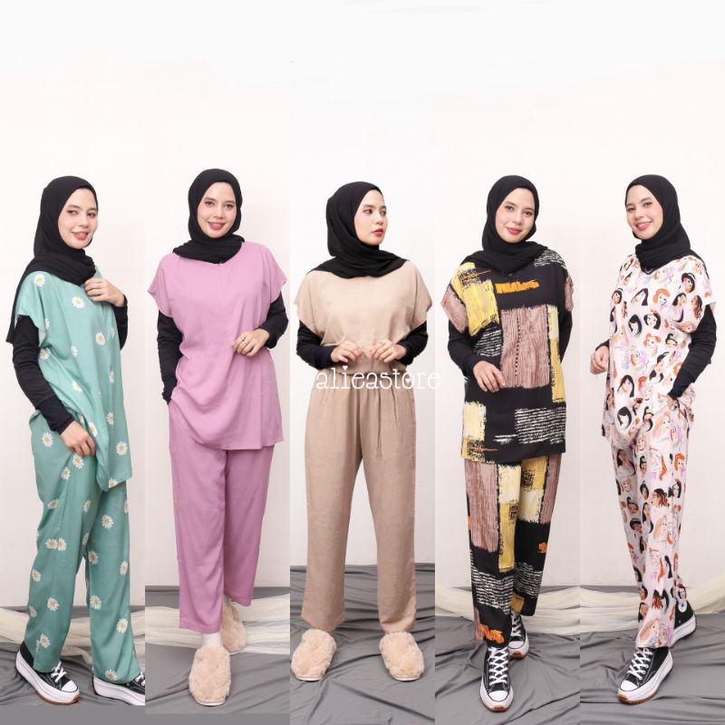 PIYAMA RAYON PAJAMAS BAJU TIDUR  SETELAN RAYON ADEM