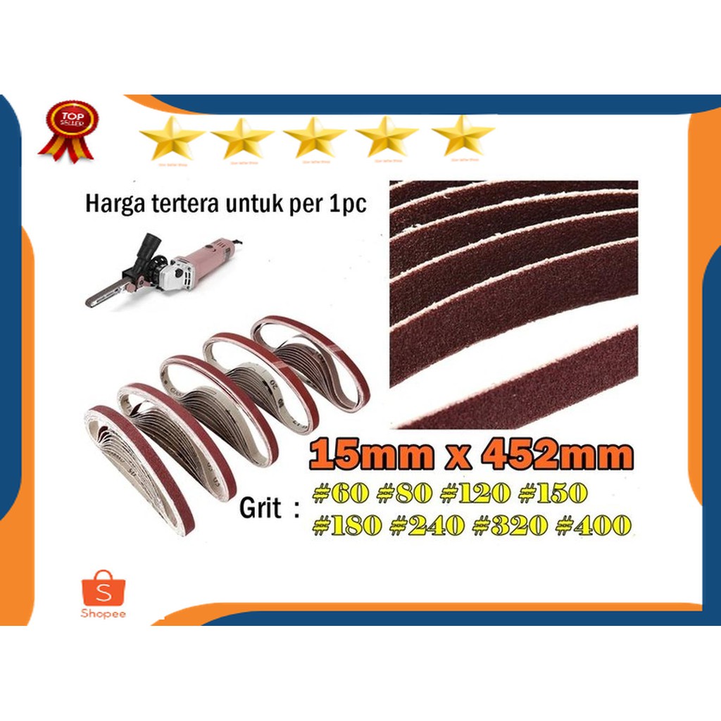 Belt Sander 452mm x 15mm - refill amplas Adapter mesin poles ke gerinda - amplas sabuk mini