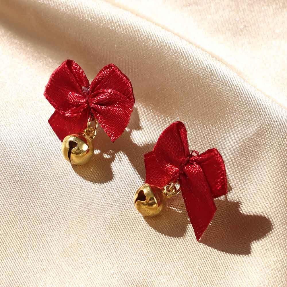 Perhiasan Anting Tusuk LILY Lonceng Busur Merah Xams