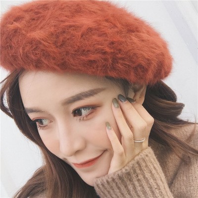 BEPL topi beret winter plush baret topi mangaka komikus tebal korea wo - Cokelat