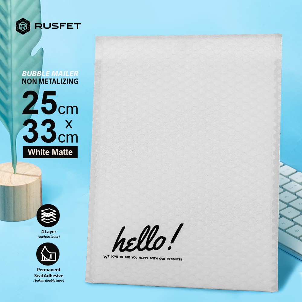 PLASTIK BUBBLE MAILER / AMPLOP BUBBLE PREMIUM PUTIH - SECURITY BAG RUSFET 25X33