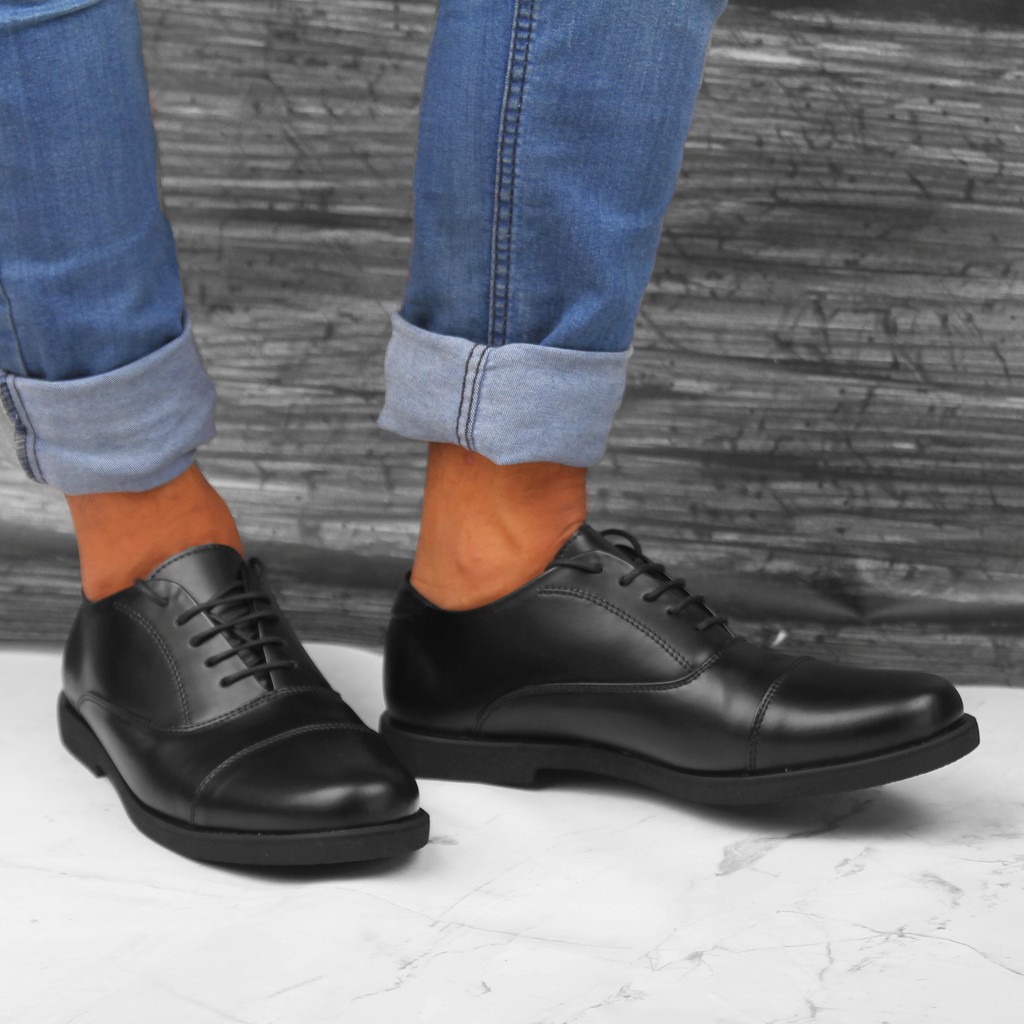 Oxford Casual Full Black | Sepatu Pantofel Pria Cowok Kerja Kantor Original Footwear | ARF FORIND