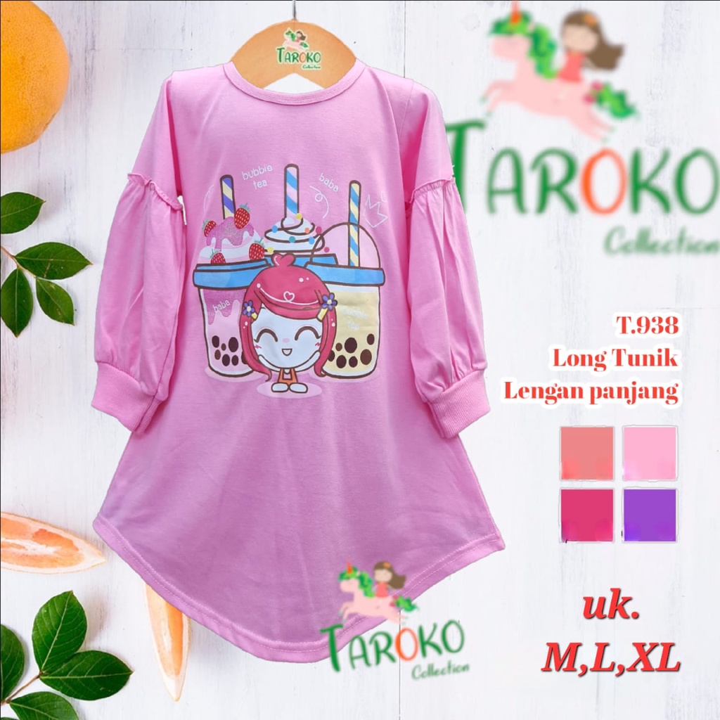 Tunik Anak Perempuan Bahan Kaos Lengan Panjang Dress BTS Umur 2 3 4 5 6 7 Tahun Motif BT21 Bisa COD 