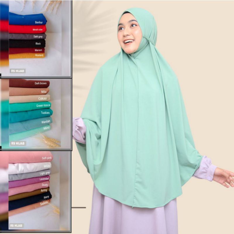 0Hijab Khimar Jilbab Instan Kerudung Syari Bergo Tali Jumbo Jersey Aisyah
