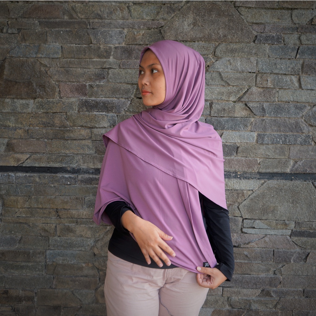Mum Hijab Jilbab Instan Jersey Hanum 3 in 1 Mumhijab  / Hijab jersey / Pashmina jersey-Lavender