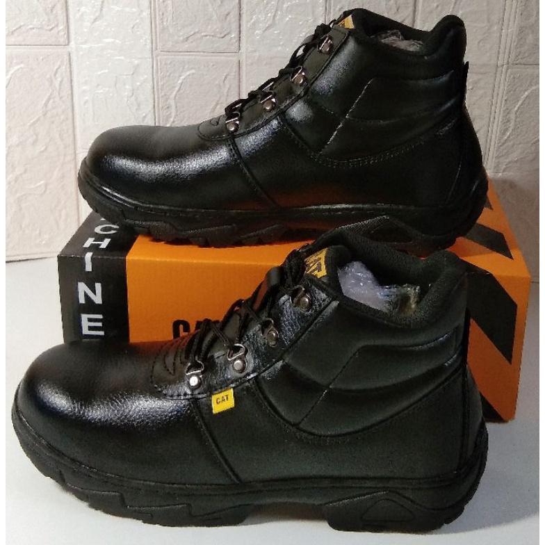 Sepatu Safety Proyek Ujung Besi - Septi Kerja Lapangan Sepaty Shoes Boot Kulit Sintetis