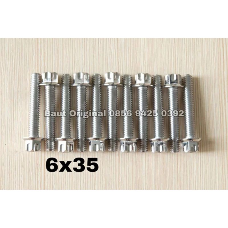 baut probolt gs1 6x35 mm stainless new model drat 10 panjang 3.5cm ukuran 10 silver gear 2 kunci belimbing heng