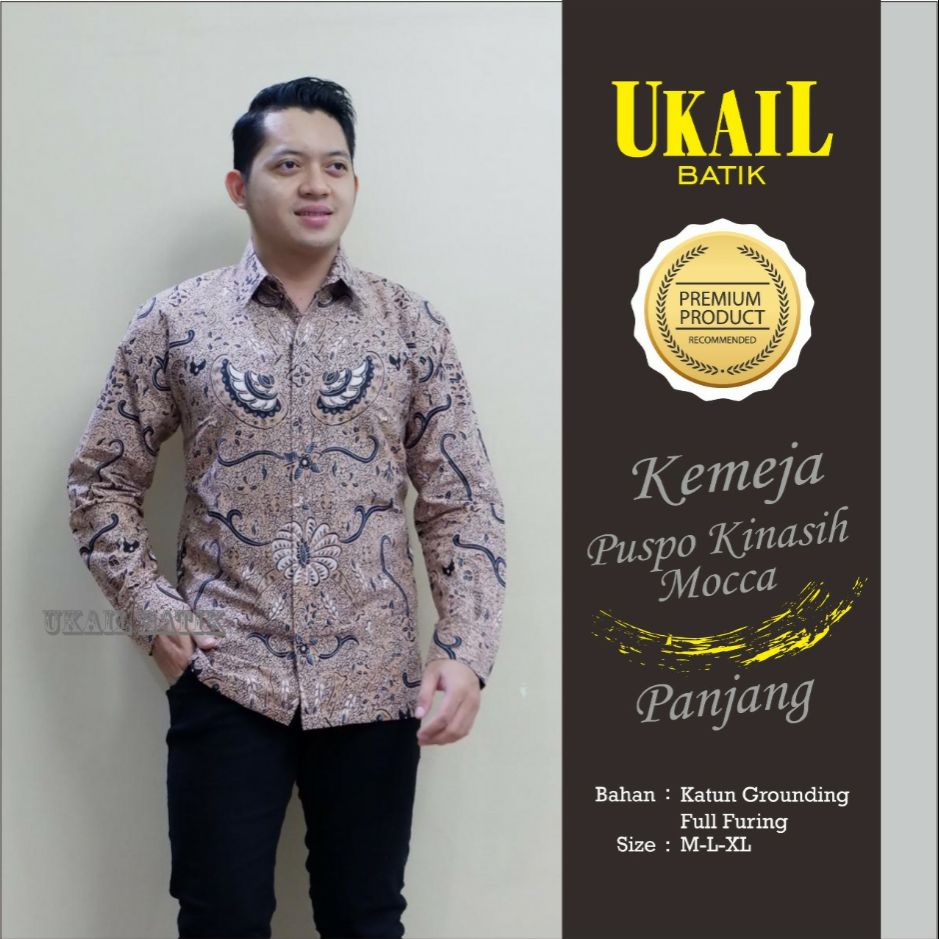 Kemeja Batik Lengan Panjang Warna Mocca Baju Batik Panjang Mocca PUSPO KINASIH MOCCA Batik Panjang