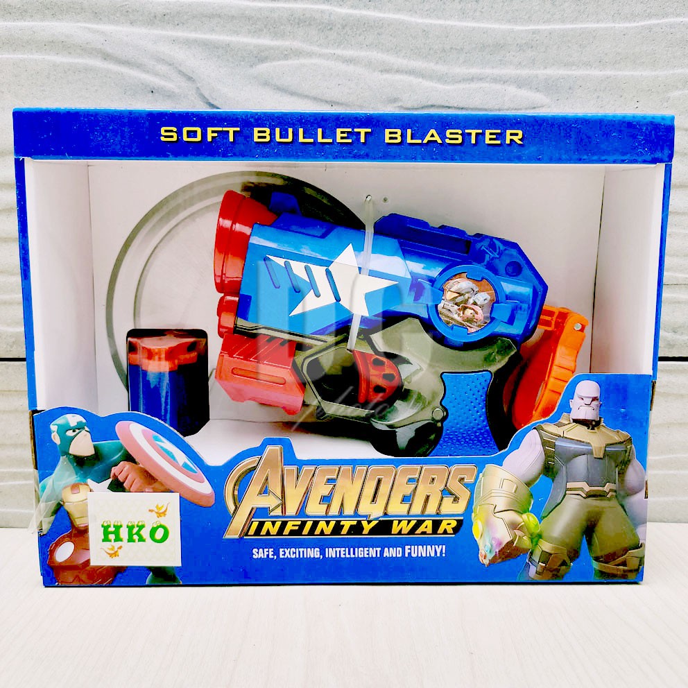 Avengers Infinity War Gun 457A Mainan Blaster Gun Nerf Dart Tembak Peluru Gabus