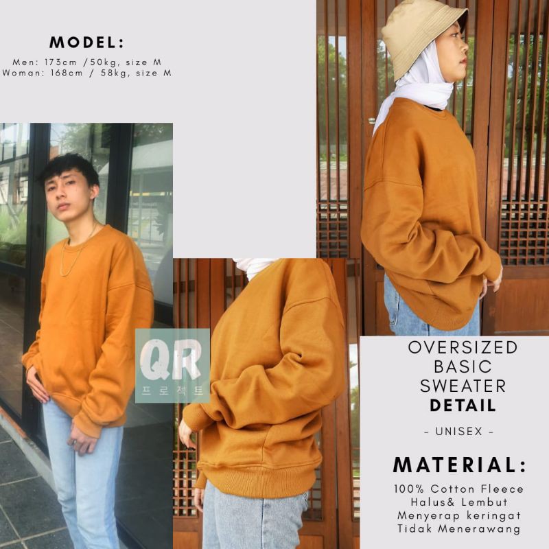 SWEATER BASIC OVERSIZE UNISEX COTTON FLEECE PREMIUM OVERSIZED SWEATSHIRT