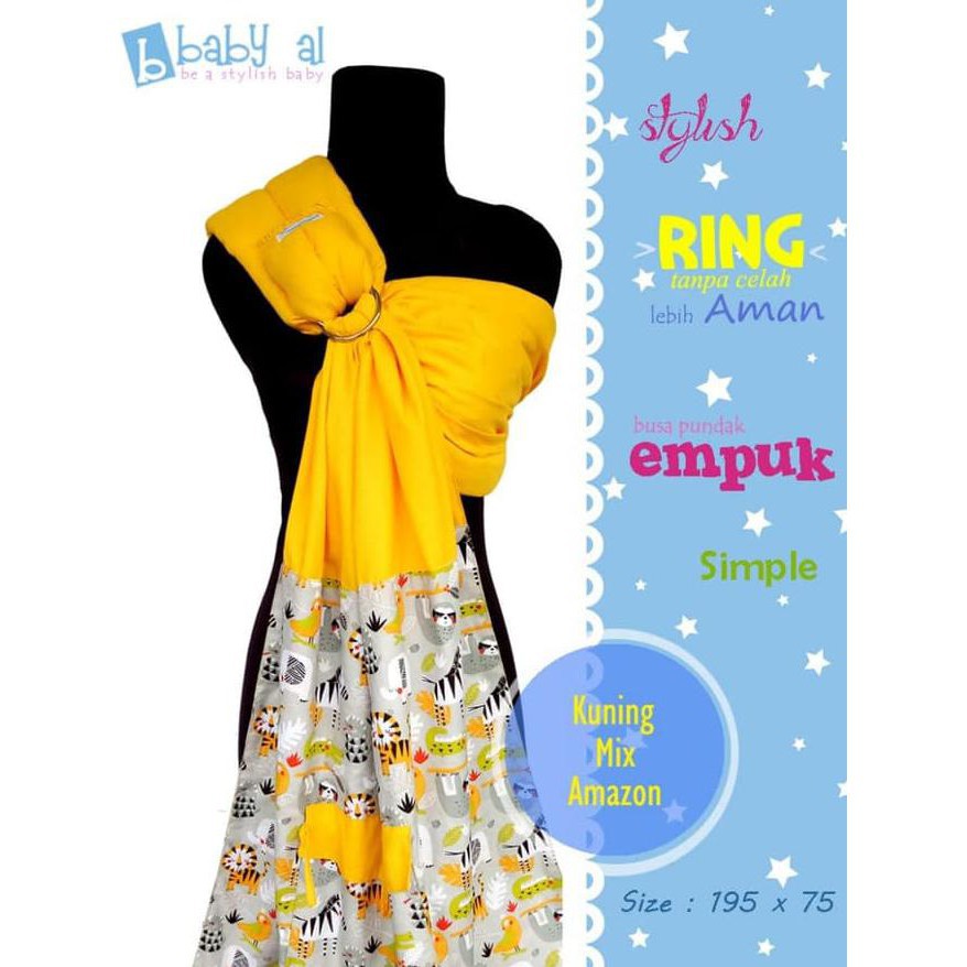 Gendongan Ring Sling Baby Al - Kuning Mix - Baby AL Gendongan Bayi