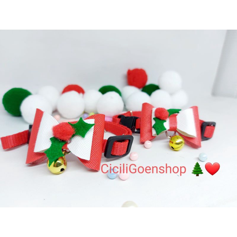 Premium bow Kalung lonceng edisi natal anjing kucing kelinci aksesoris christmas pet cat dog collar dasi