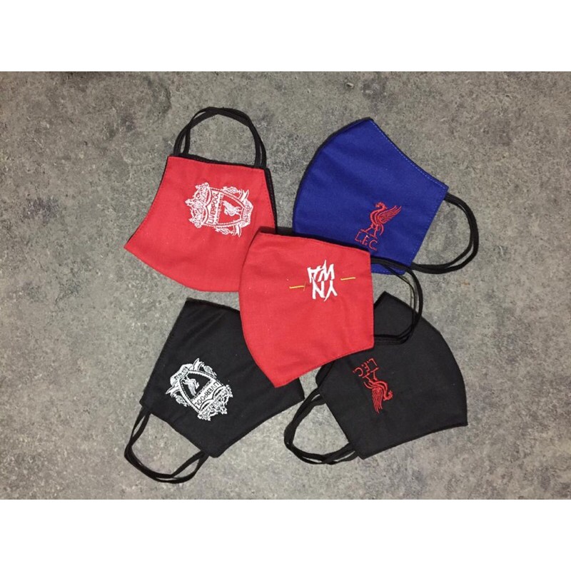 Masker Bordir Bola Liverpool Kain Katun 3 Ply