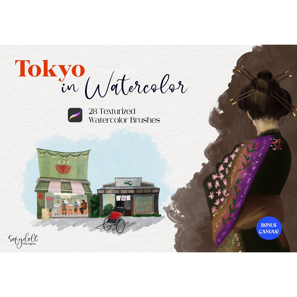 Procreate Brush - Tokyo Watercolor Brushset &amp; Canvas