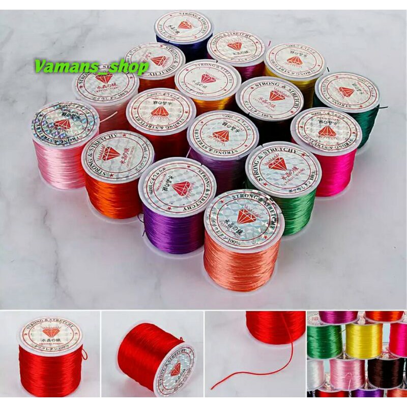 Tali Elastis 60 Meter Super Kuat Bahan Kerajinan Gelang Kalung -Tali Karet Elastis