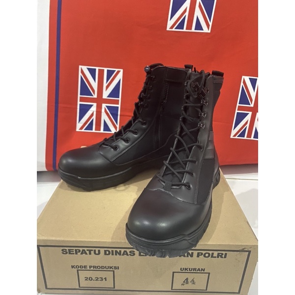 Sepatu PDL Polri Jatah 2020 Original Size 44. Sepatu Tactical Military Polisi Security Satpam TNI Sa