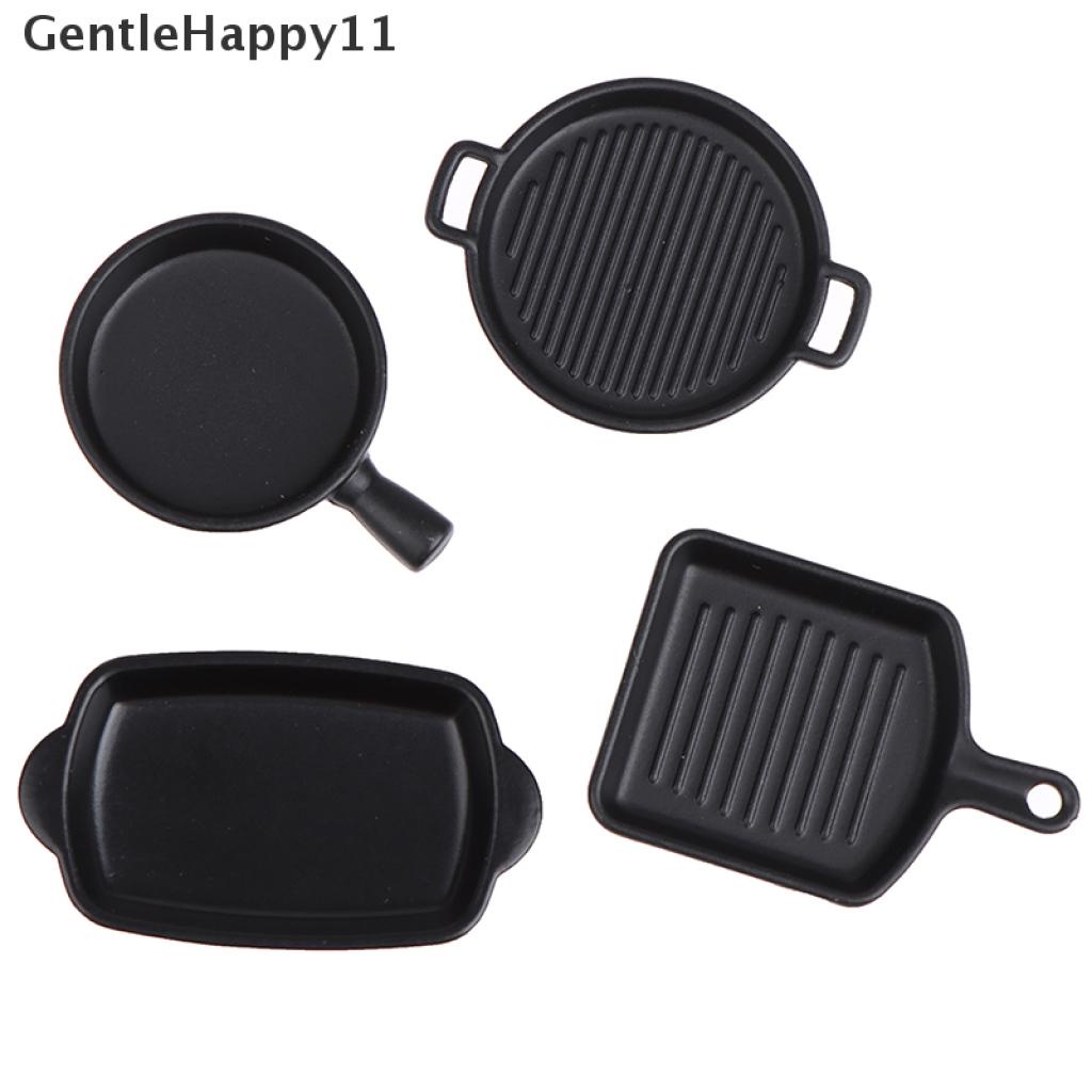 Gentlehappy 1 Set (4pcs) Mainan Miniatur Piring Hitam Skala 1: 12 Untuk Dekorasi Dapur Rumah Boneka