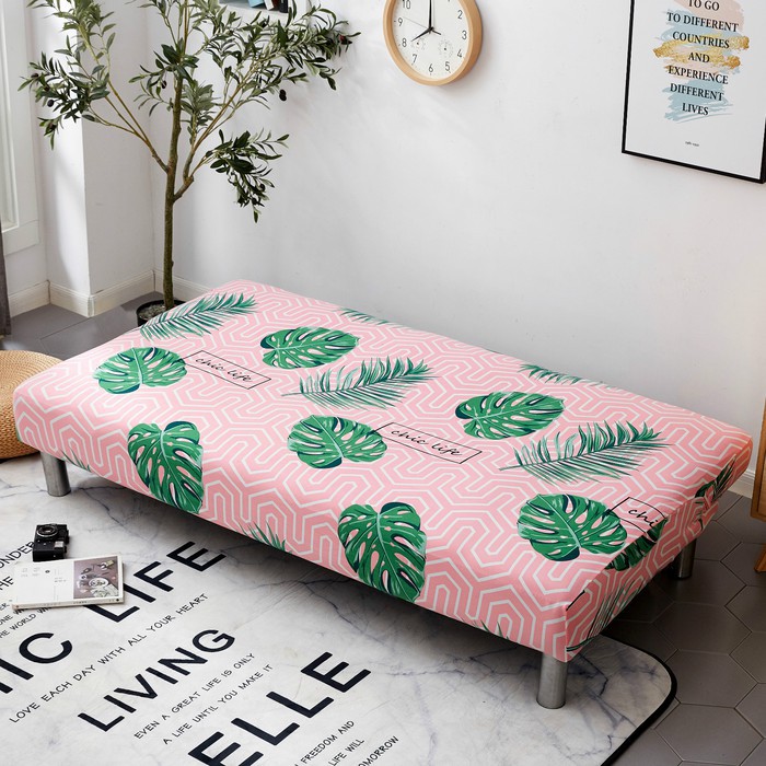 Terlaris Cover SOFA BED Sarung SOFA BED stretch elastis TROPICAL LEAVES Keren