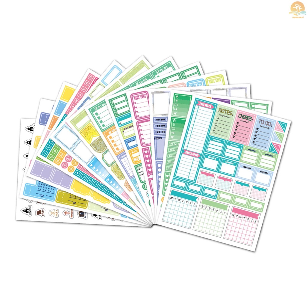 12 Sheets Essentials Planner Sticker Weekly Daily Schedule Sticker Planner Sticky Notes for DIY Calendar Planner Journal Decoration