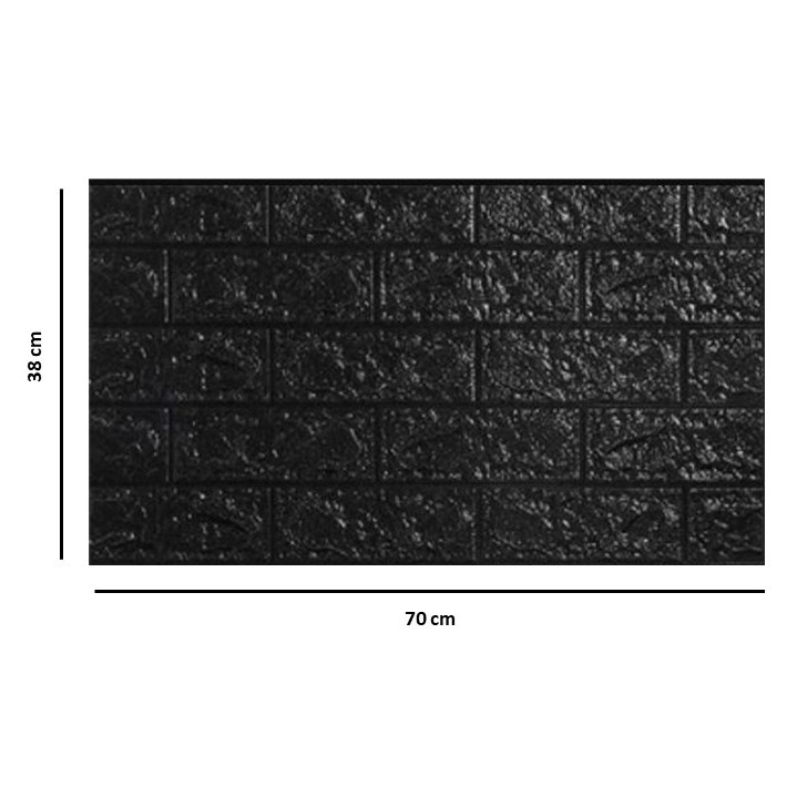 [COD] Wallpaper dinding foam sticker 3mm Timbul 3D motif Batu Bata Murah Warna Warni / Classic brick wallpaper foam 3D-Hitam