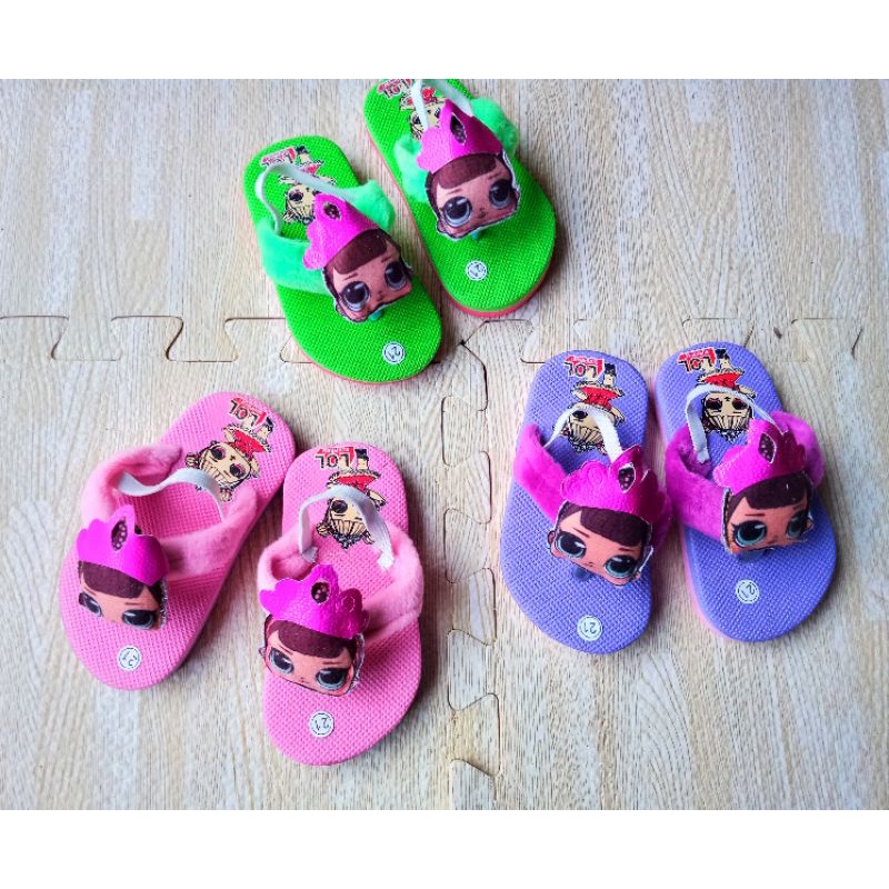 SANDAL JEPIT ANAK PEREMPUAN 1-3 TAHUN KARAKTER LOL / SANDAL LUCU ANAK CEWEK