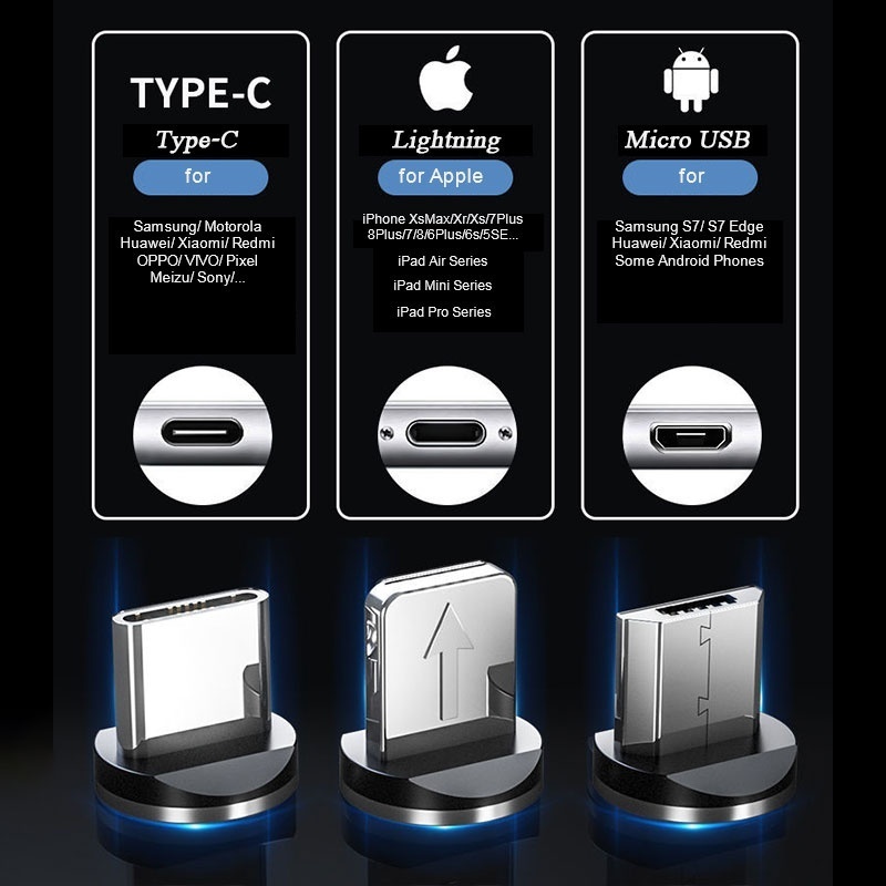 Kabel Charger Micro USB Tipe C Magnetik Fast Charging Untuk iPhone