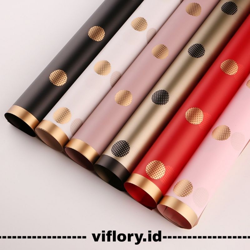 

cellophane polkadot list gold (wajib tambahkan dus)