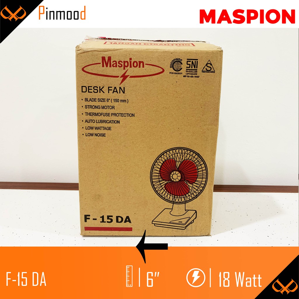 MASPION F-15 DA KIPAS ANGIN MEJA KECIL / DESK MINI FAN MURAH  ANGIN KENCANG LOW WATT TURBO GARANSI