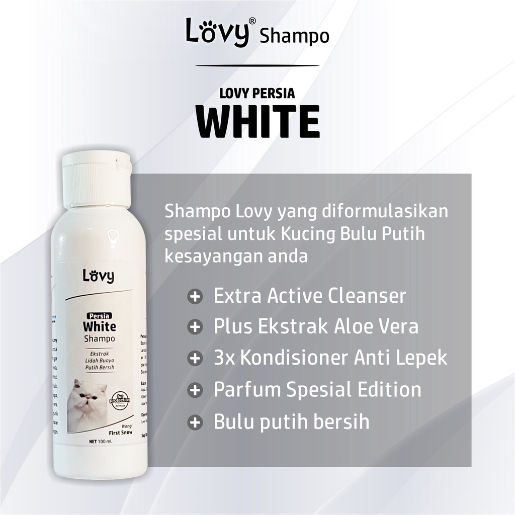 Shampo Kucing Bulu Putih Persia Shampoo Pemutih Bulu Lovy WHITE 100 ml