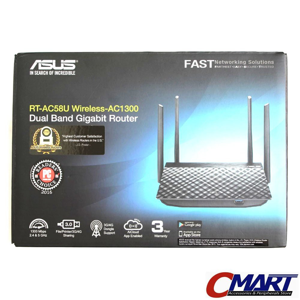 Asus RT-AC58U AC1300 Dual Band Gigabit WiFi Wireless Router MU-MIMO