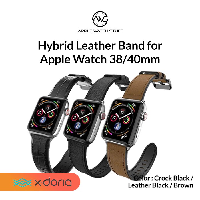 Hybrid Leather Band Strap for Apple Watch 38 40 42 44mm by X-DORIA