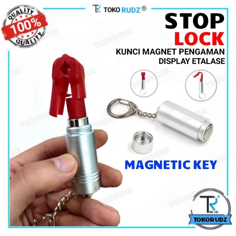 GEMBOK KUNCI STOP LOCK Pembuka Magnet Pengaman Display Etalase Anti Maling