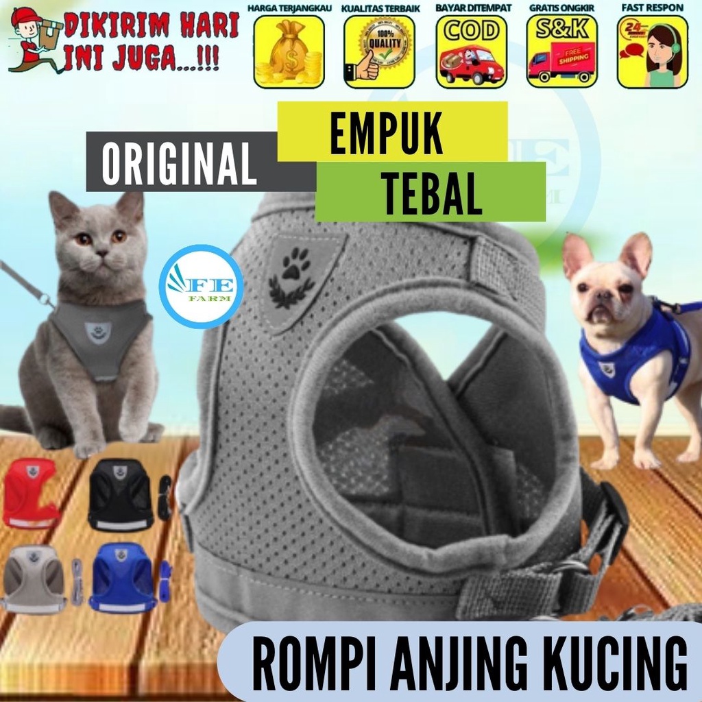 TALI KUCING HARNESS ROMPI ANJING KUCING TALI TUNTUN FEFARM