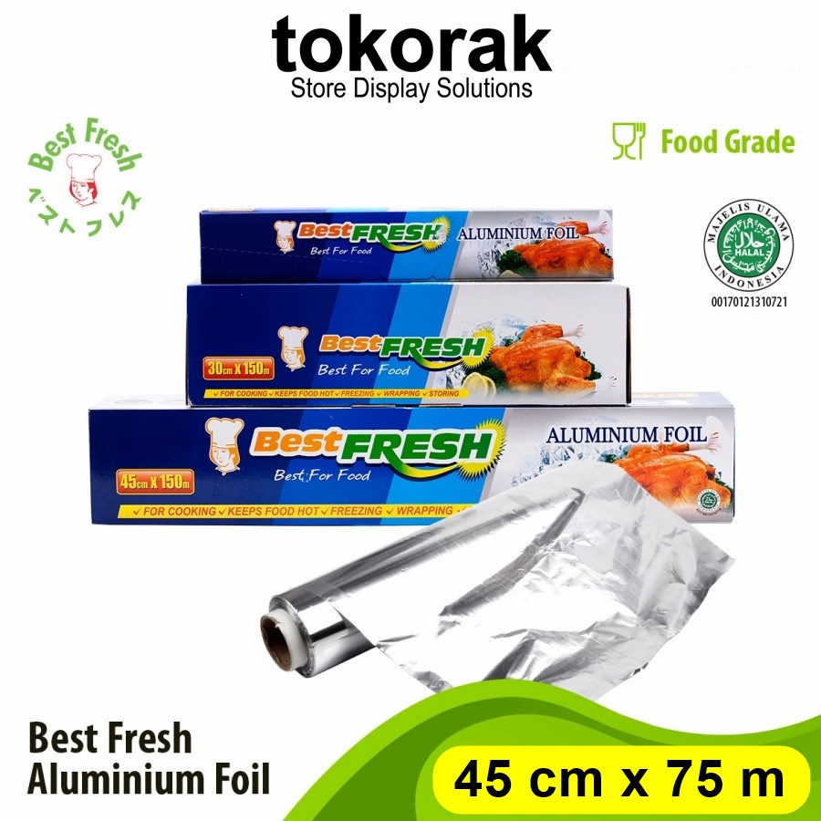 BEST FRESH ALUMINIUM FOIL ROLL 45 CM x 75 M BESTFRESH WRAPP FOR FOOD