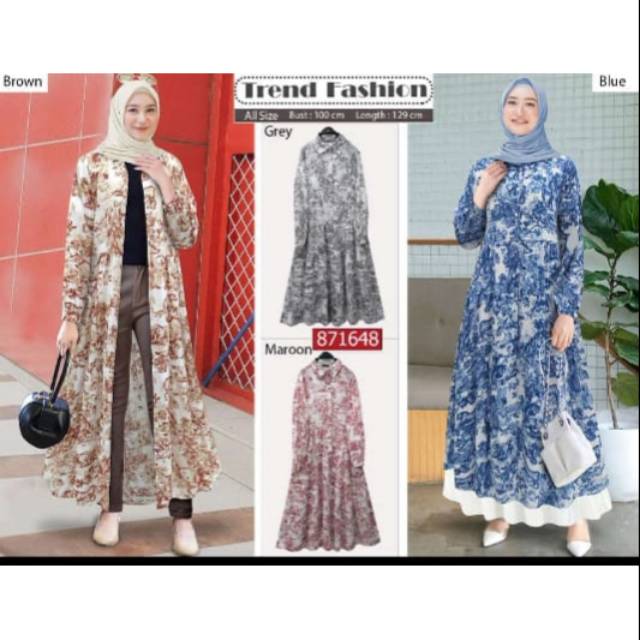2 in 1 abstrak/ long tunik extu / outer extu