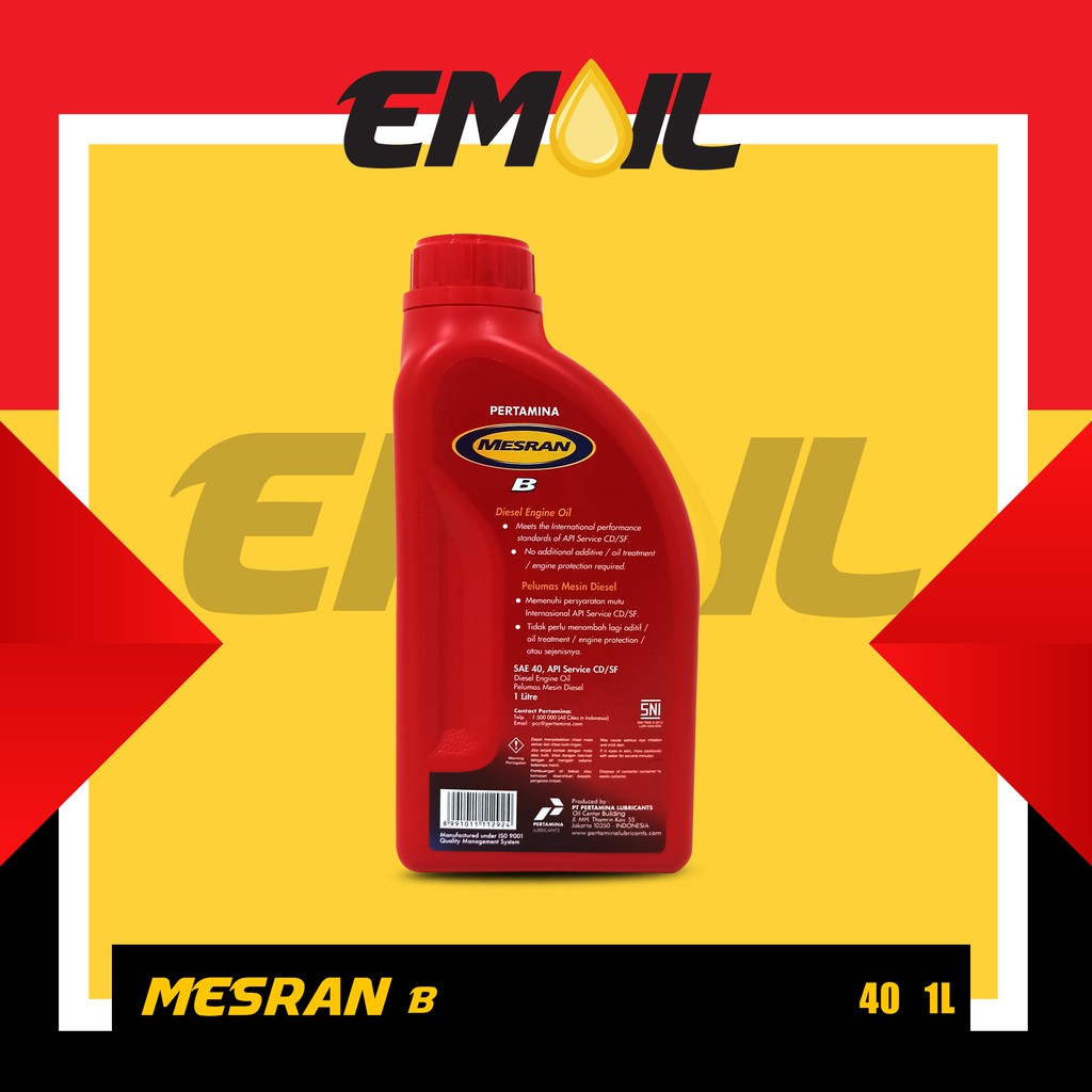 Oli pertamina mesran B sae 40 galon 1 liter